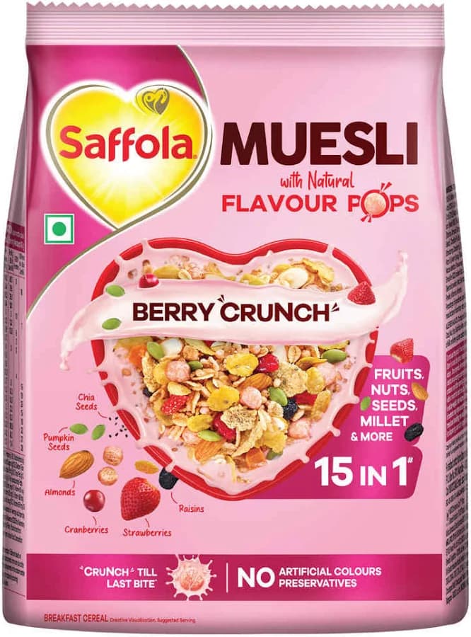 Saffola Berry Crunch Muesli With Flavour Pops 185 g